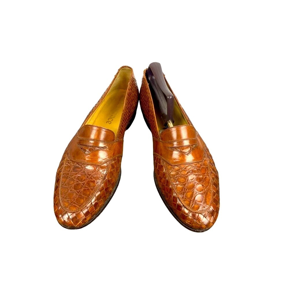 Vintage handmade genuine crocodile mens shoes size 9 leather classy-casual dress